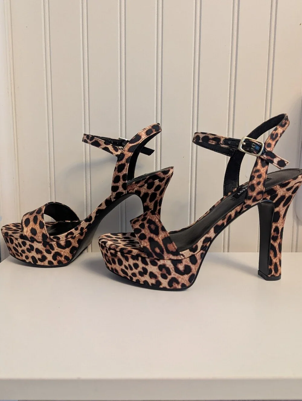 NIB Nine West Solas Platform Heel Sandals | Leopard Print| Size 6.5